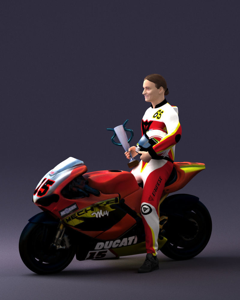 000171 Motorcycle Racer with Bike and Trophy 0809 3dp 3D print model_24
