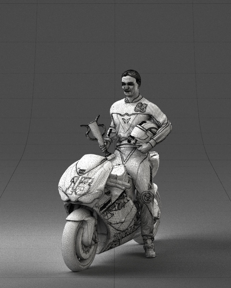 000171 Motorcycle Racer with Bike and Trophy 0809 3dp 3D print model_29