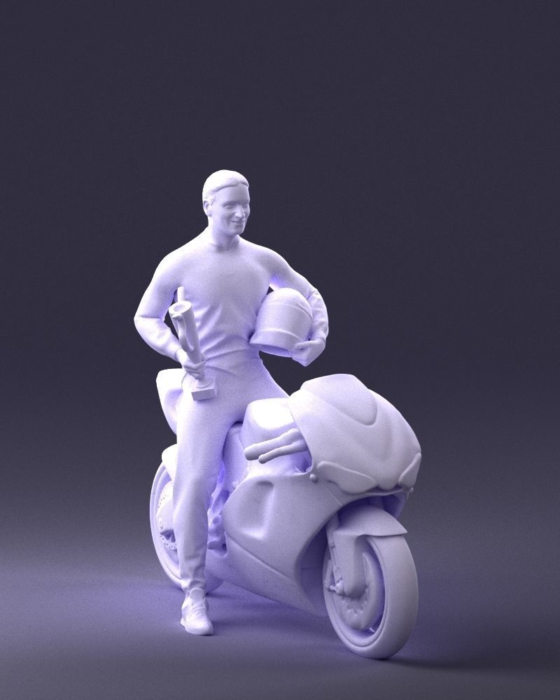 000171 Motorcycle Racer with Bike and Trophy 0809 3dp 3D print model_37