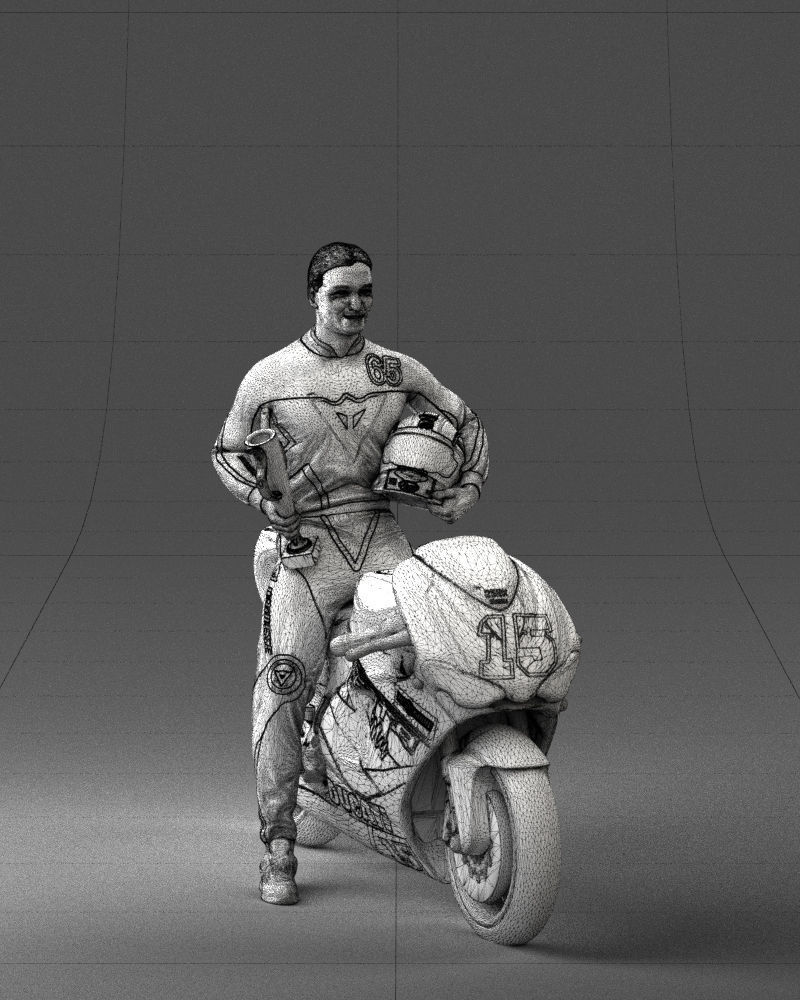 000171 Motorcycle Racer with Bike and Trophy 0809 3dp 3D print model_35