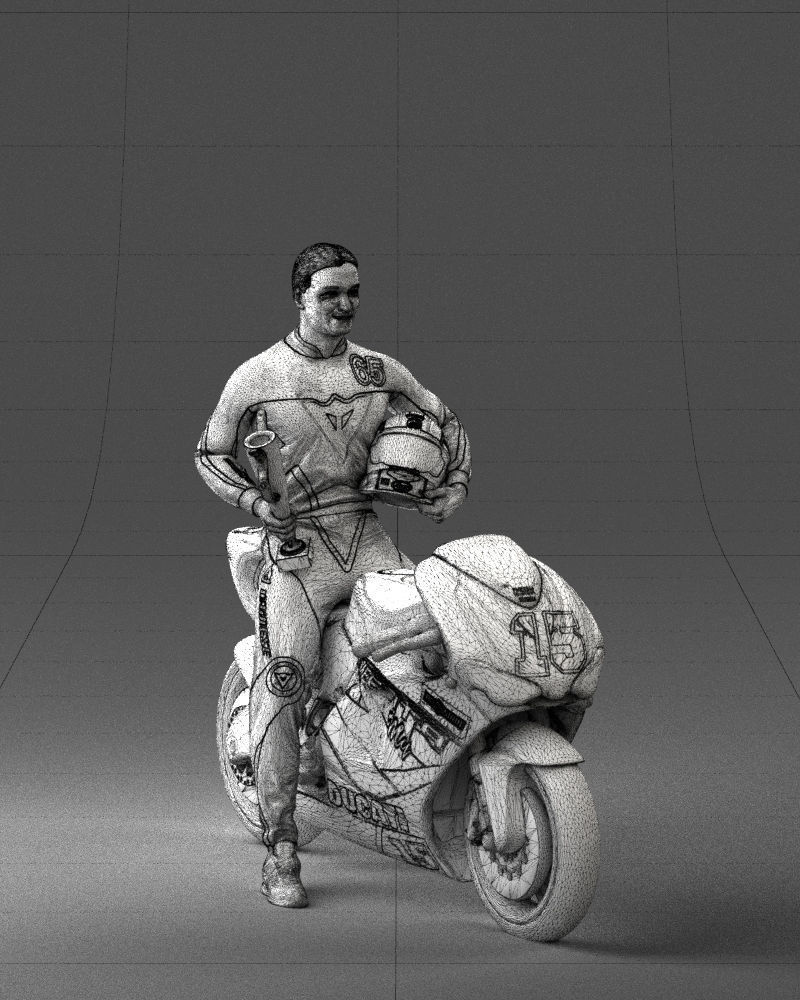 000171 Motorcycle Racer with Bike and Trophy 0809 3dp 3D print model_2