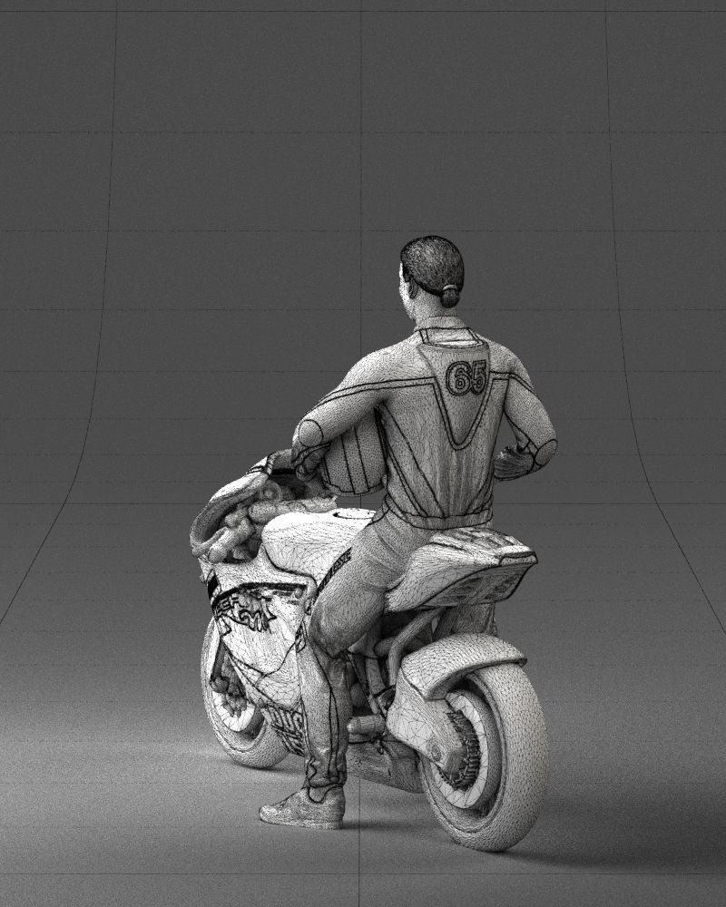 000171 Motorcycle Racer with Bike and Trophy 0809 3dp 3D print model_20