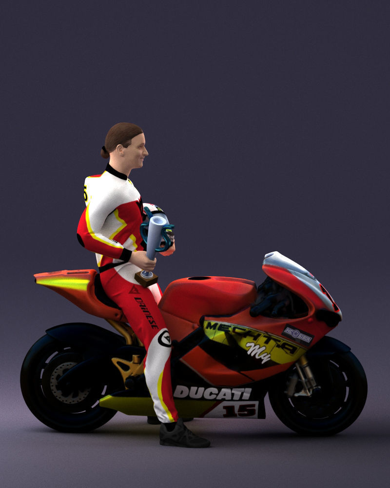 000171 Motorcycle Racer with Bike and Trophy 0809 3dp 3D print model_9