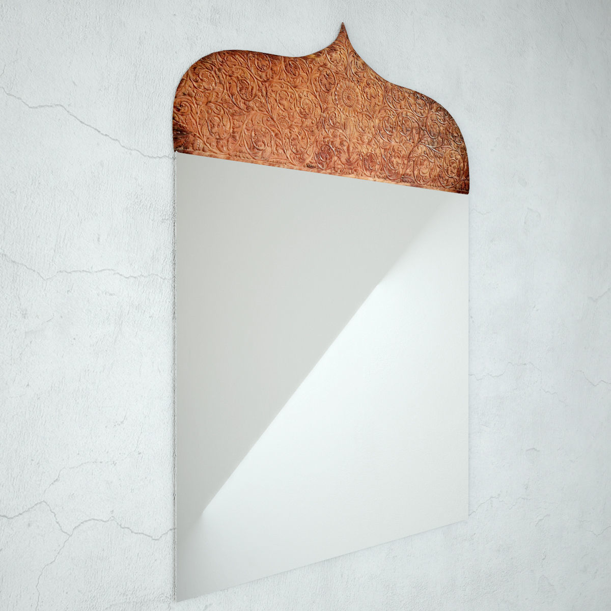 Antique Jaipur Carved Panel Mirror 3D model_3