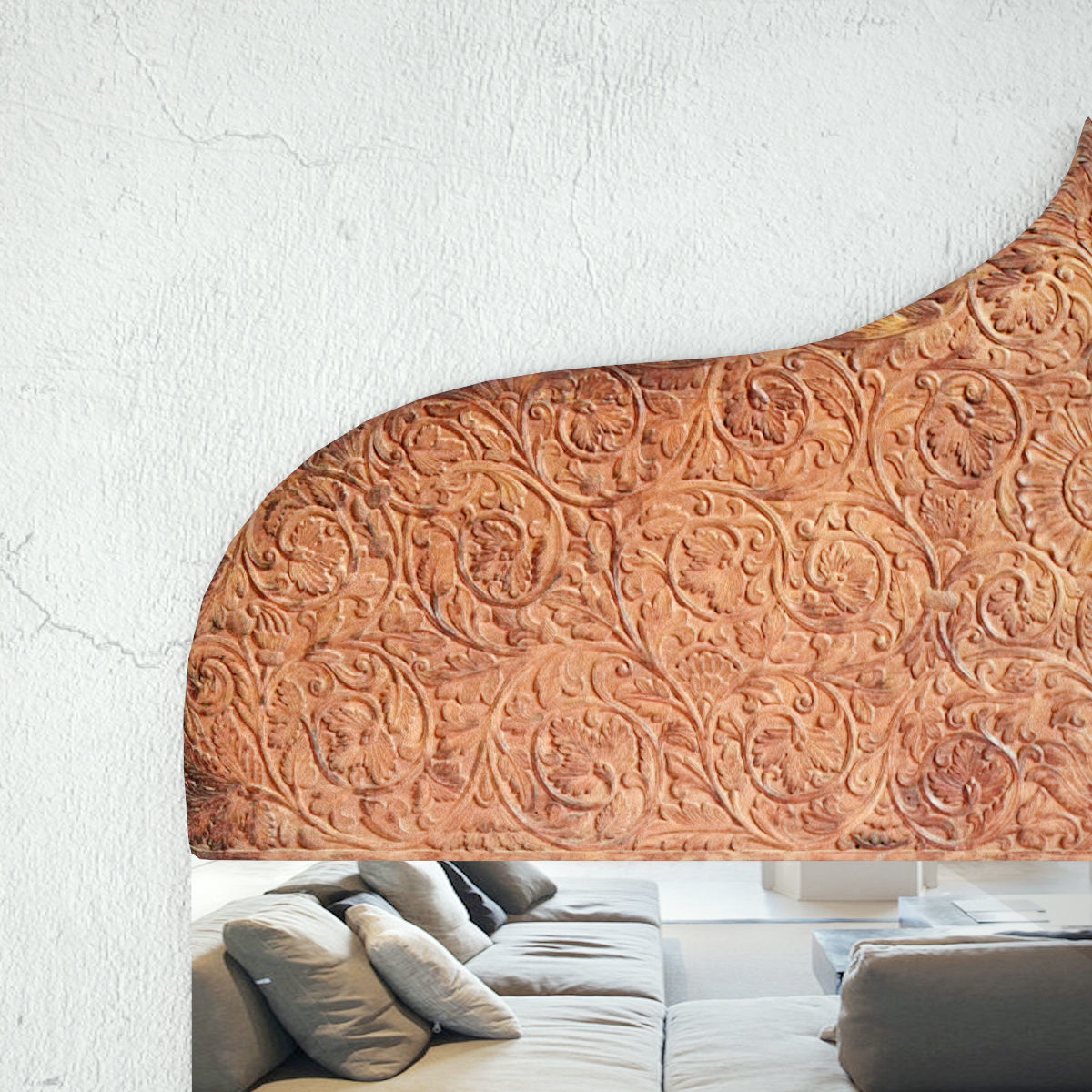 Antique Jaipur Carved Panel Mirror 3D model_5