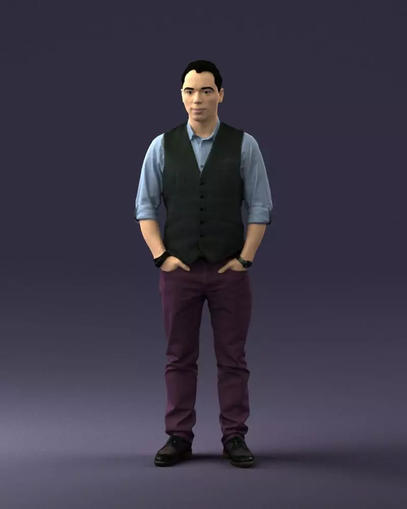 000539 Smart Casual Man with Vest 3D Print Ready 3D print model