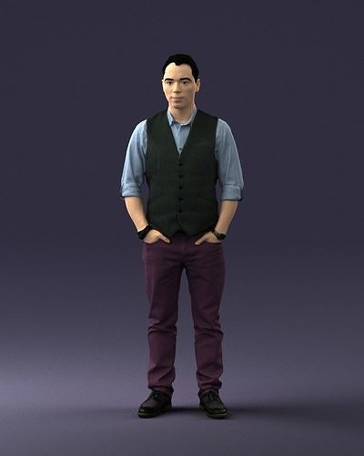Man in a shirt and vest 0203 3D Print Ready 3D print model