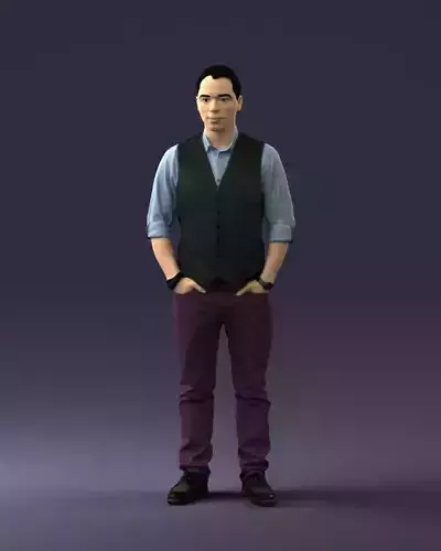 Man in a shirt and vest 0203 3D Print Ready 3D print model