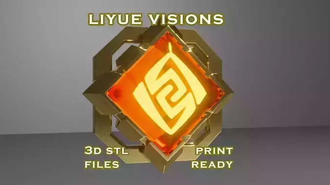 Liyue Vision Set - Genshin Impact - Vision Frame and 7 Stone 3D print model