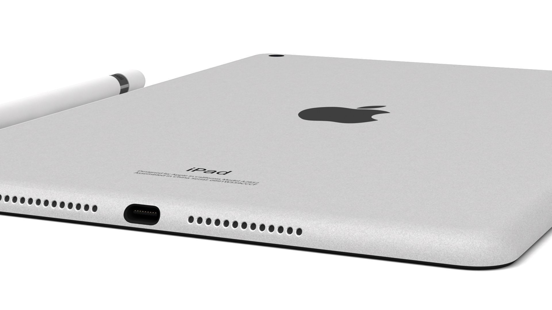Apple iPad 10-2 2021 Silver With pencil 3D model_6