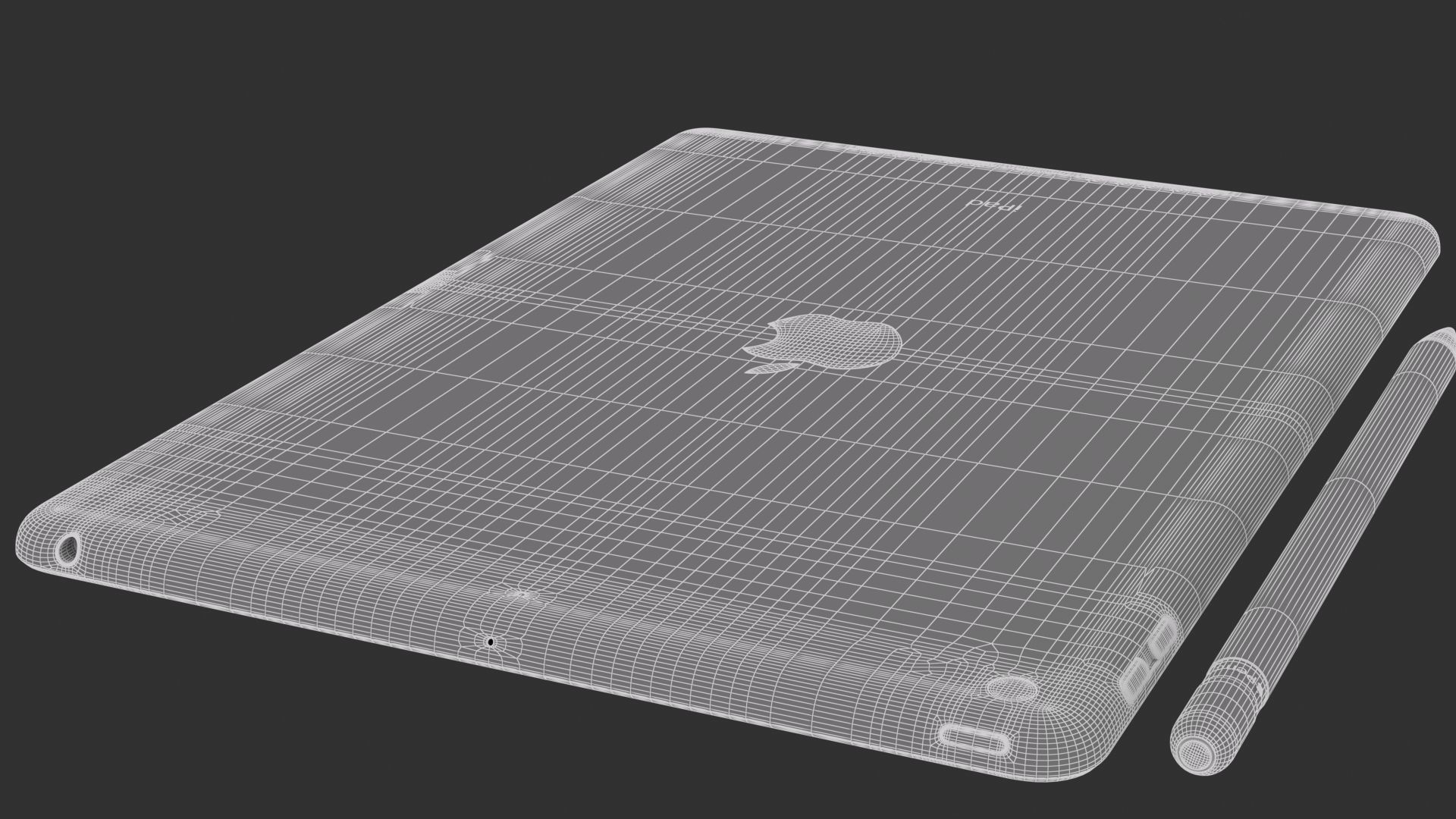 Apple iPad 10-2 2021 Silver With pencil 3D model_15