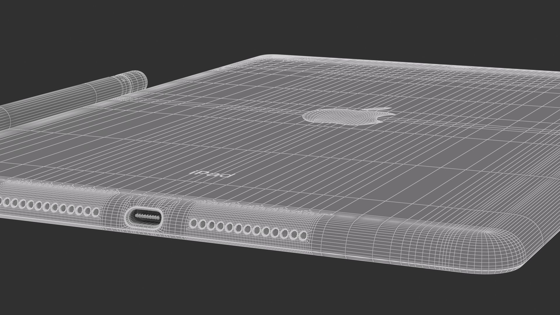 Apple iPad 10-2 2021 Silver With pencil 3D model_16