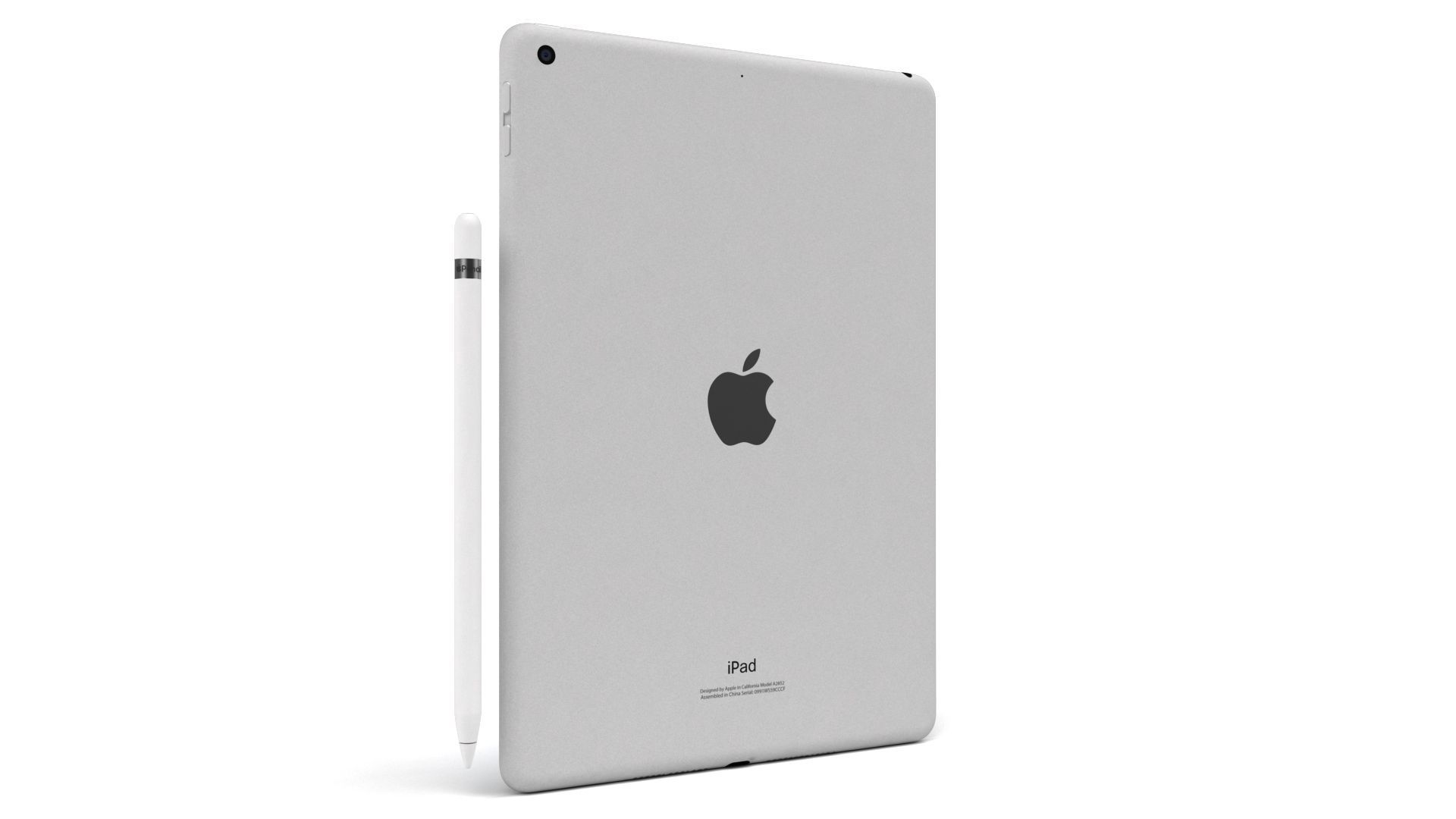 Apple iPad 10-2 2021 Silver With pencil 3D model_2