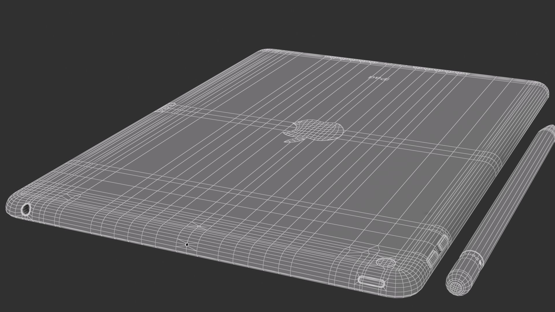 Apple iPad 10-2 2021 Silver With pencil 3D model_14