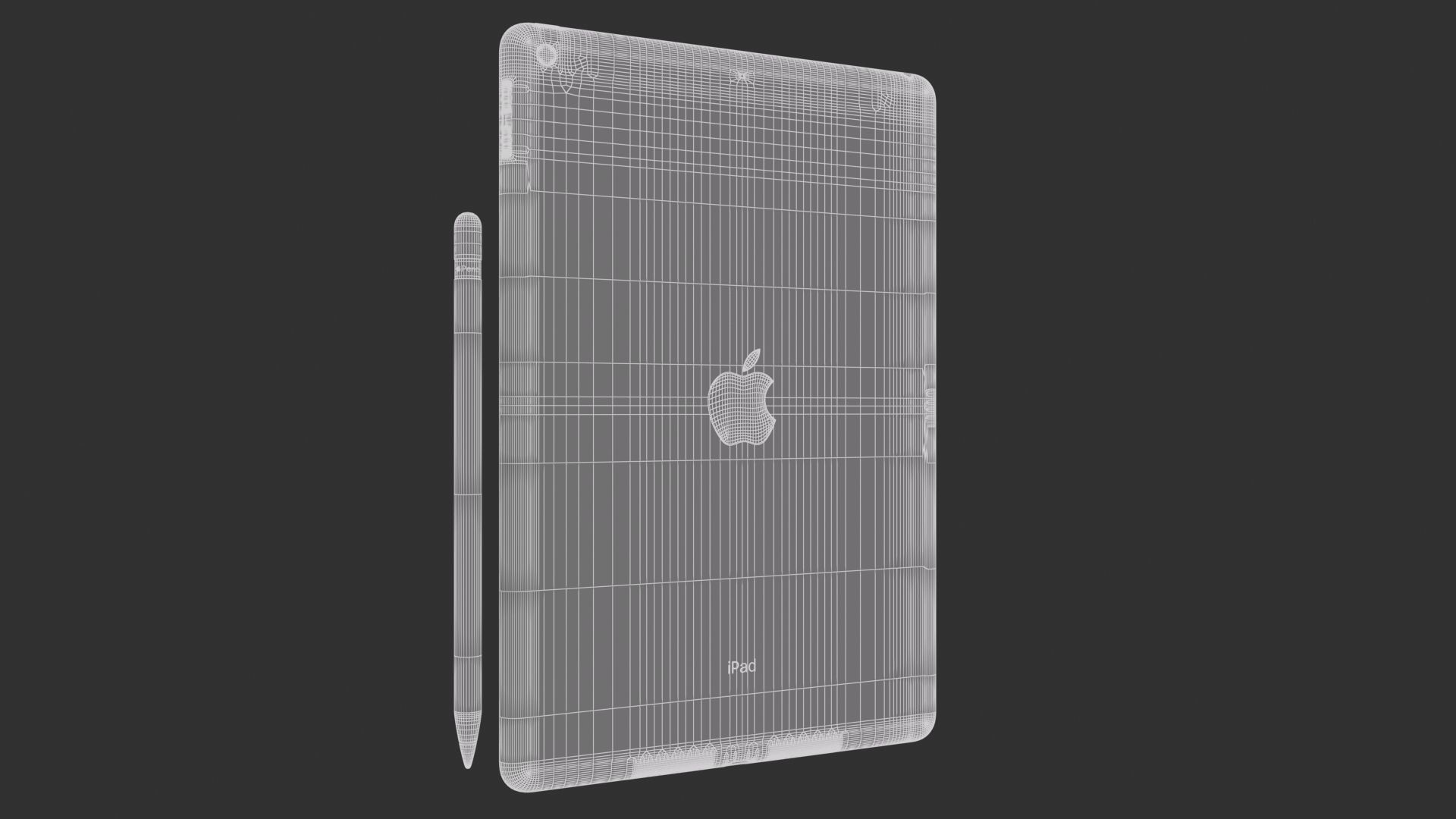 Apple iPad 10-2 2021 Silver With pencil 3D model_11