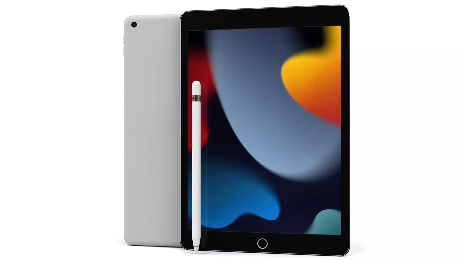 Apple iPad 10-2 2021 Silver With pencil 3D model_0