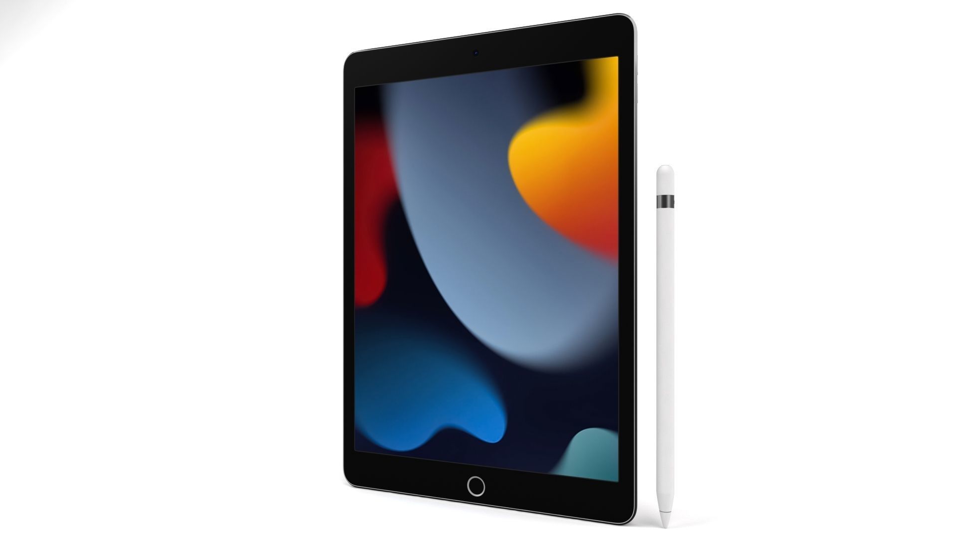Apple iPad 10-2 2021 Silver With pencil 3D model_1