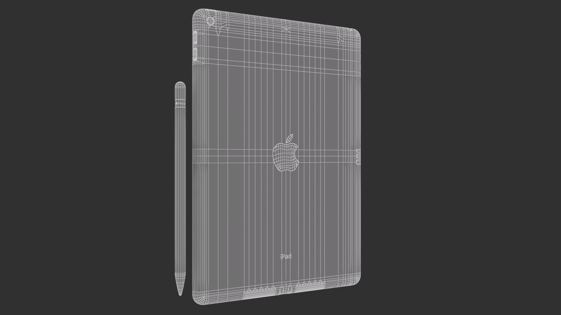 Apple iPad 10-2 2021 Silver With pencil 3D model_10