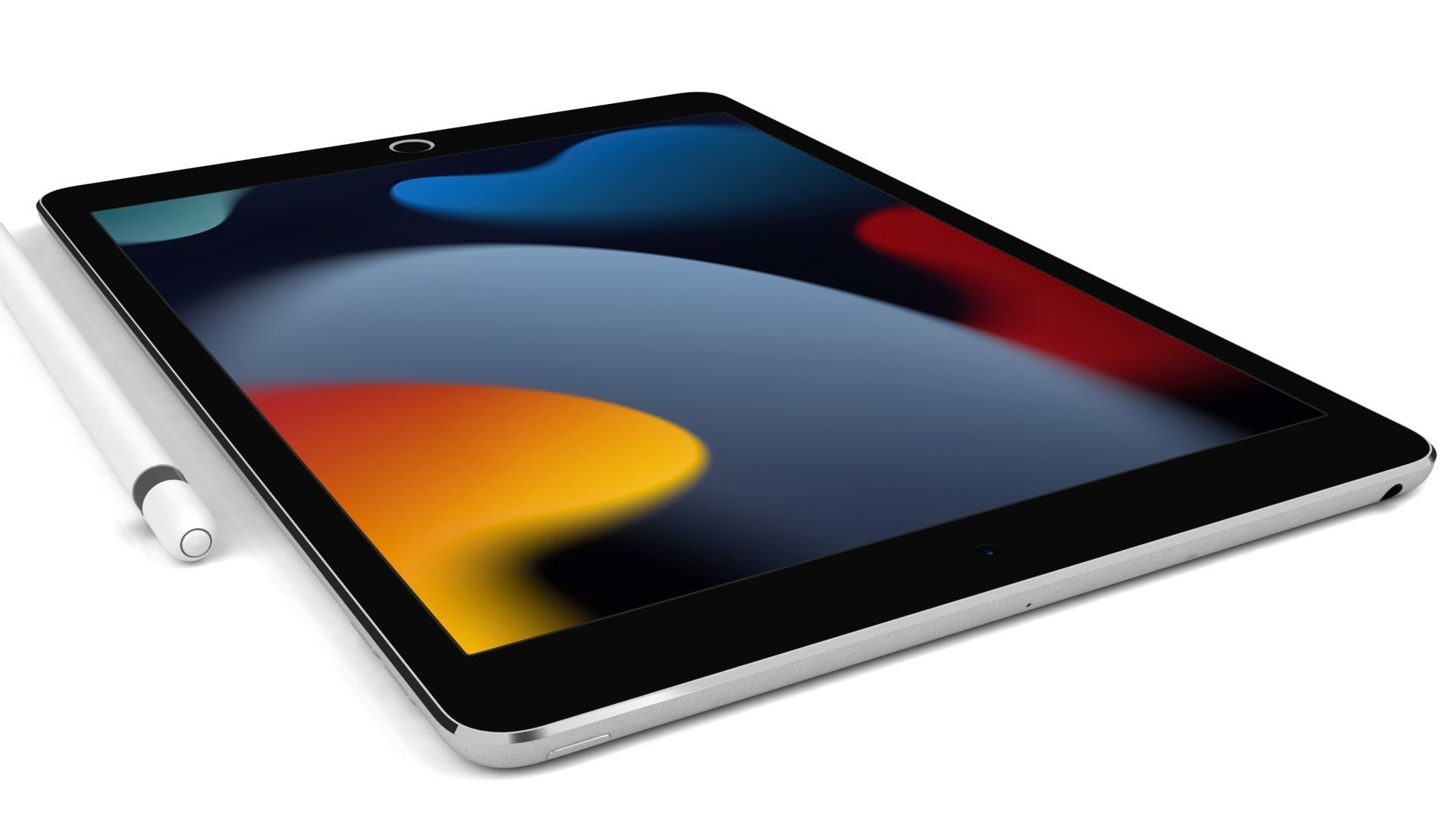Apple iPad 10-2 2021 Silver With pencil 3D model_7