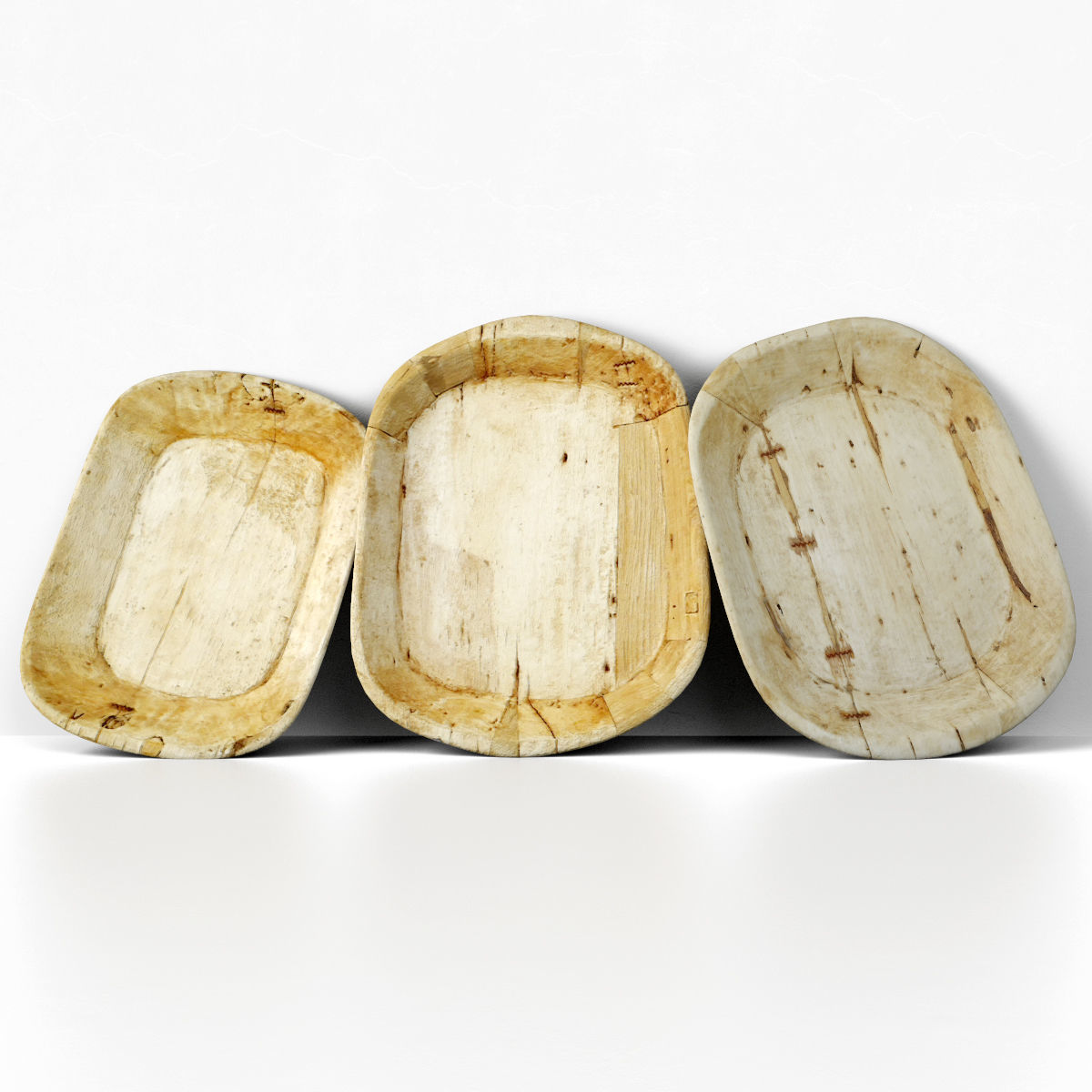 Sun Bleached Wood Trays 3D model_1