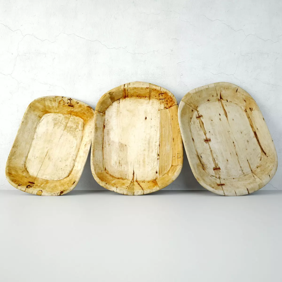 Sun Bleached Wood Trays 3D model_0