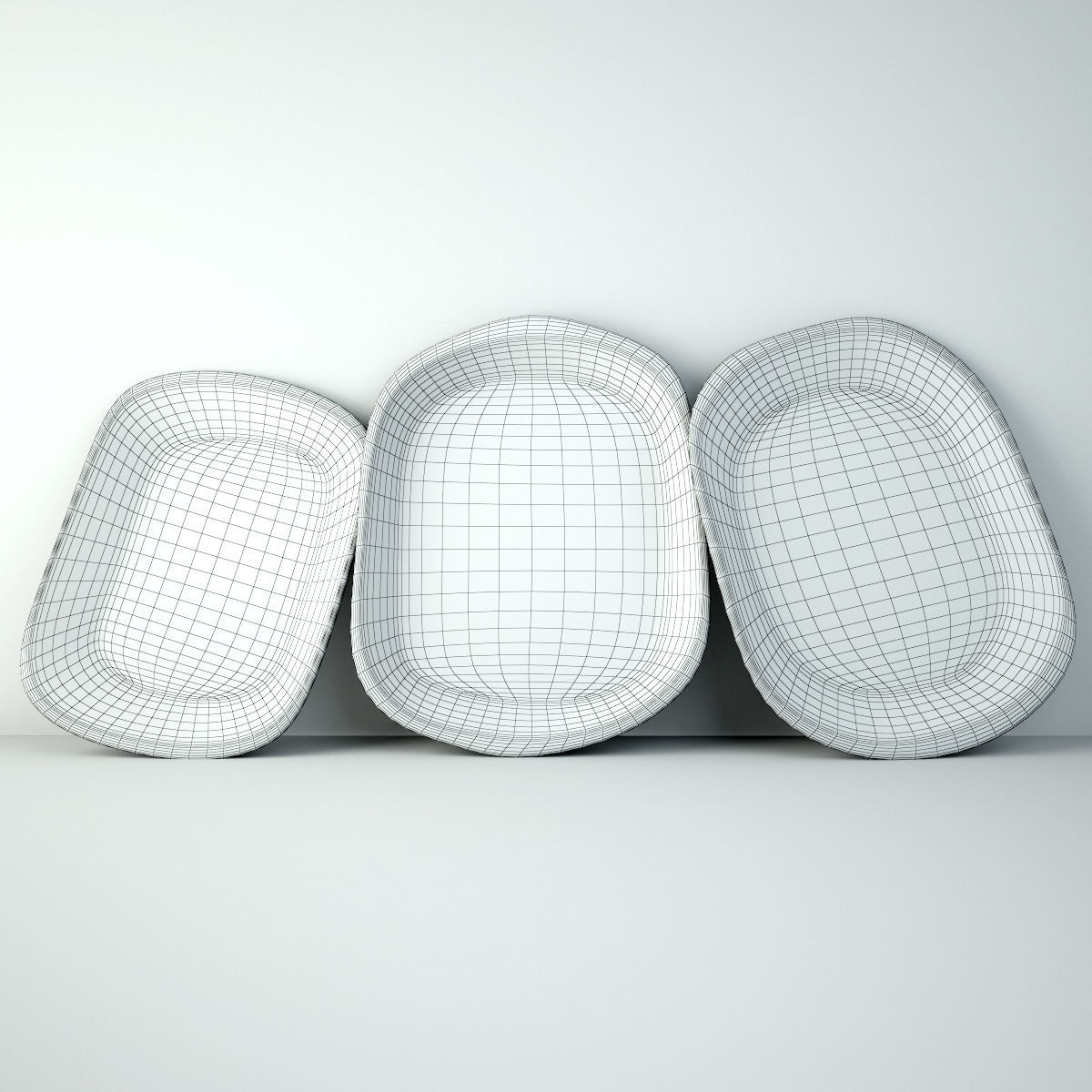 Sun Bleached Wood Trays 3D model_2