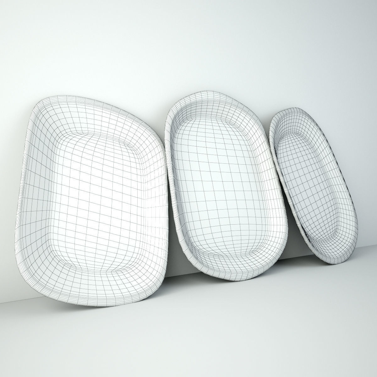 Sun Bleached Wood Trays 3D model_4