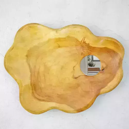 Teak Wood Wave Plate Mirror