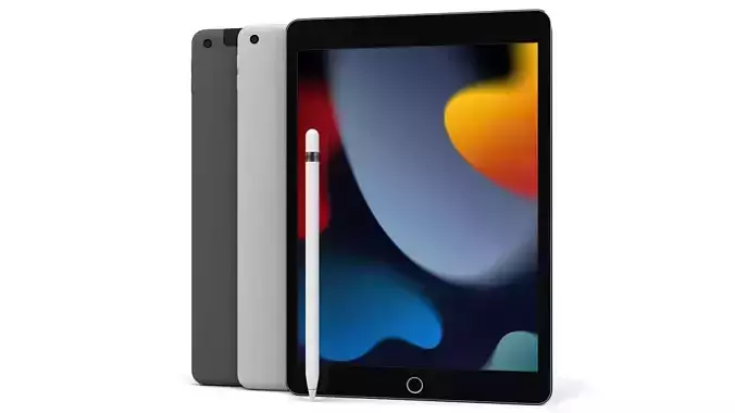 Apple iPad 10-2 2021 All Colors With pencil 3D model