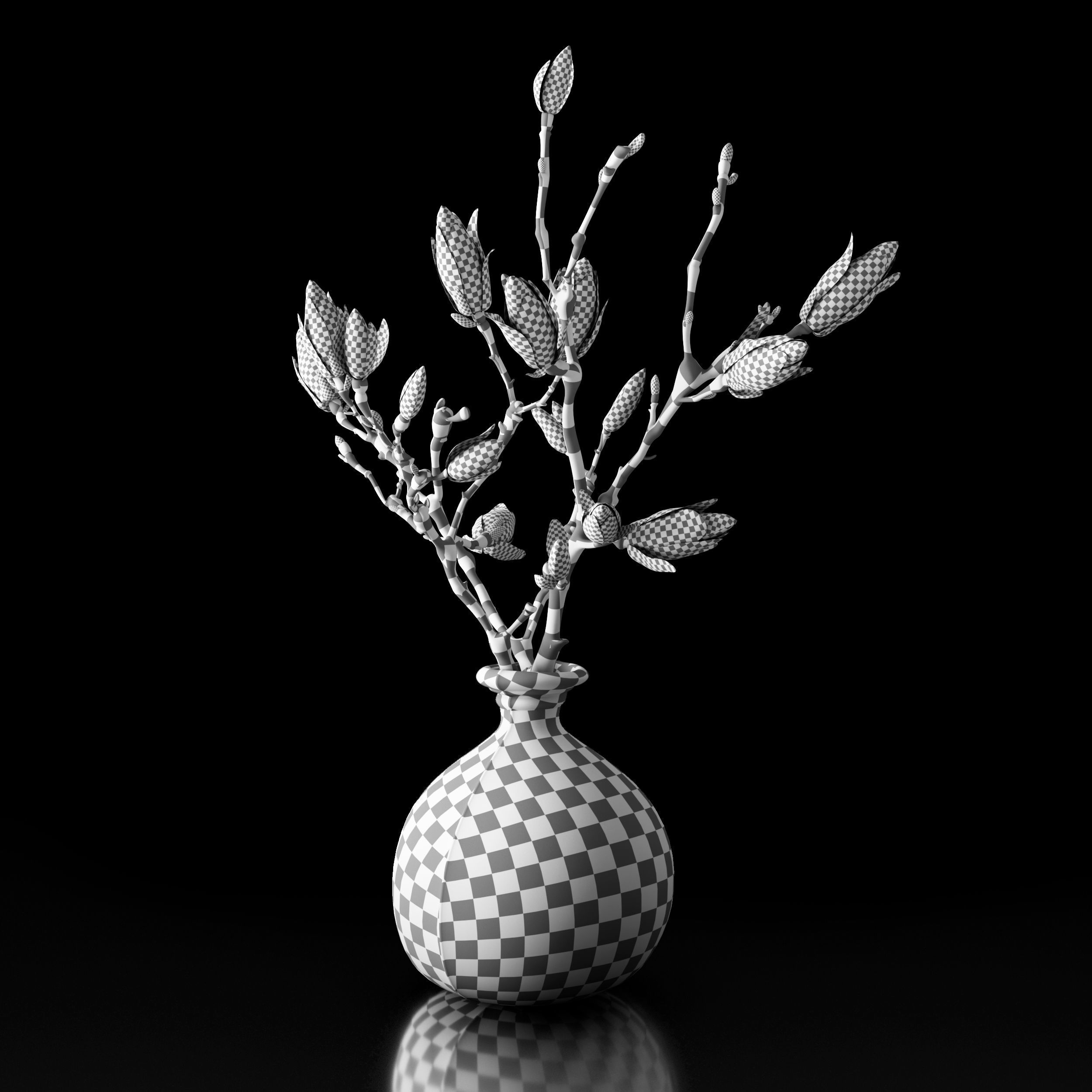 Magnolia in vase 3D model_18