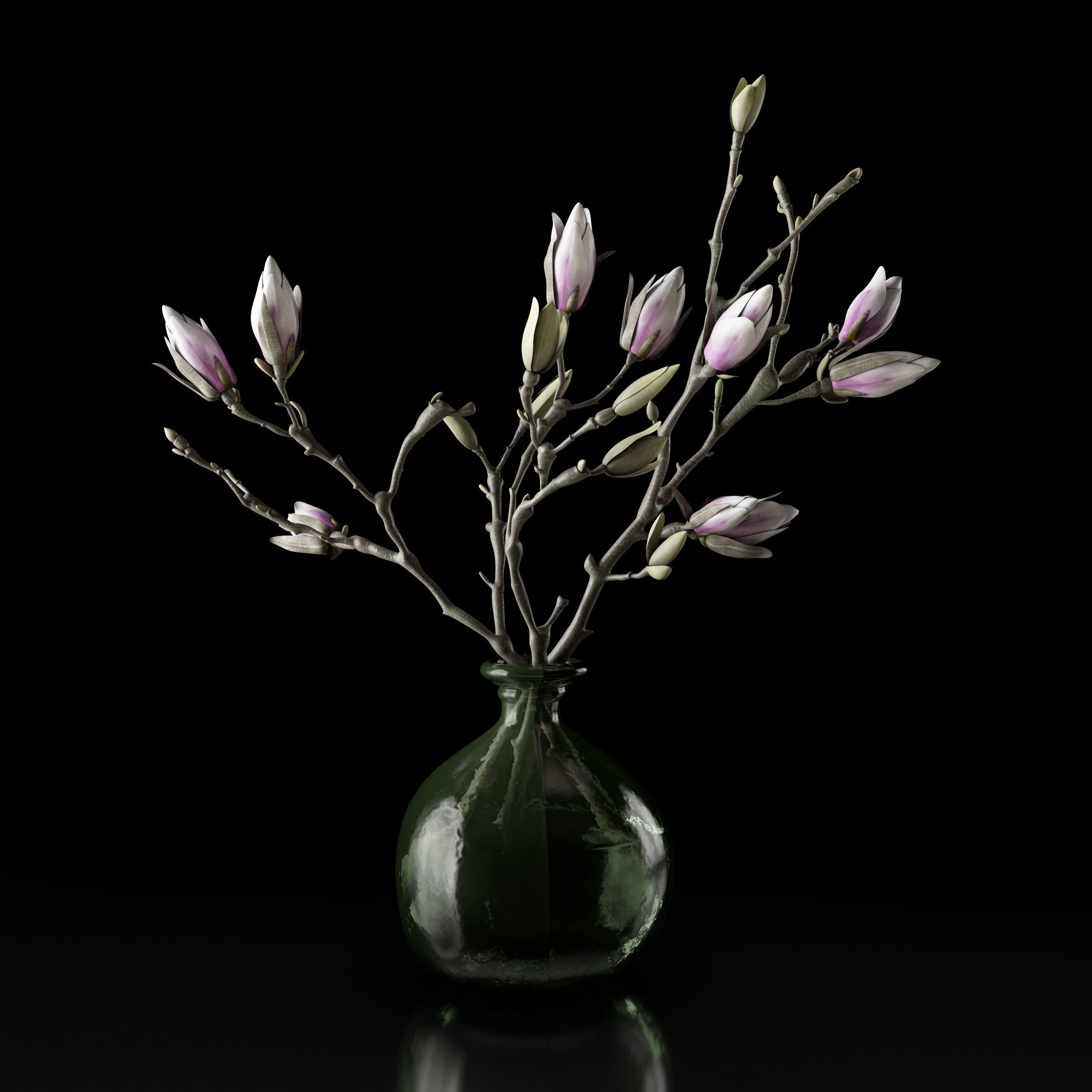 Magnolia in vase 3D model_20