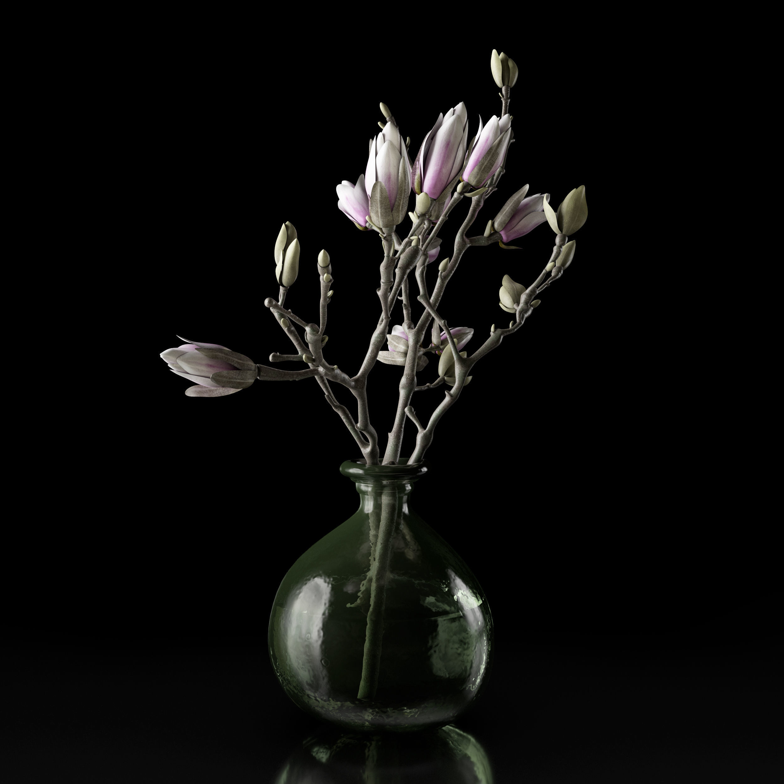 Magnolia in vase 3D model_28