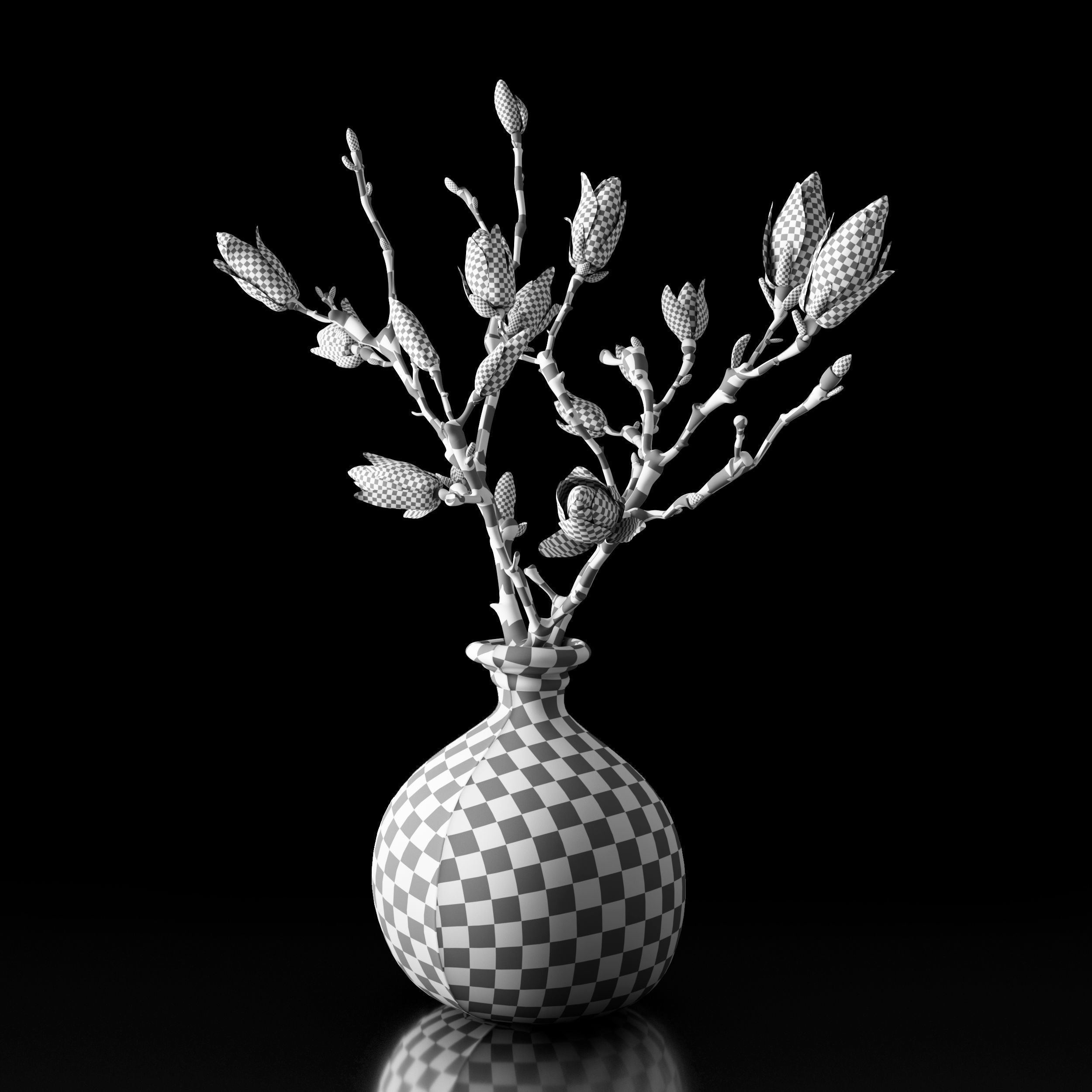 Magnolia in vase 3D model_26