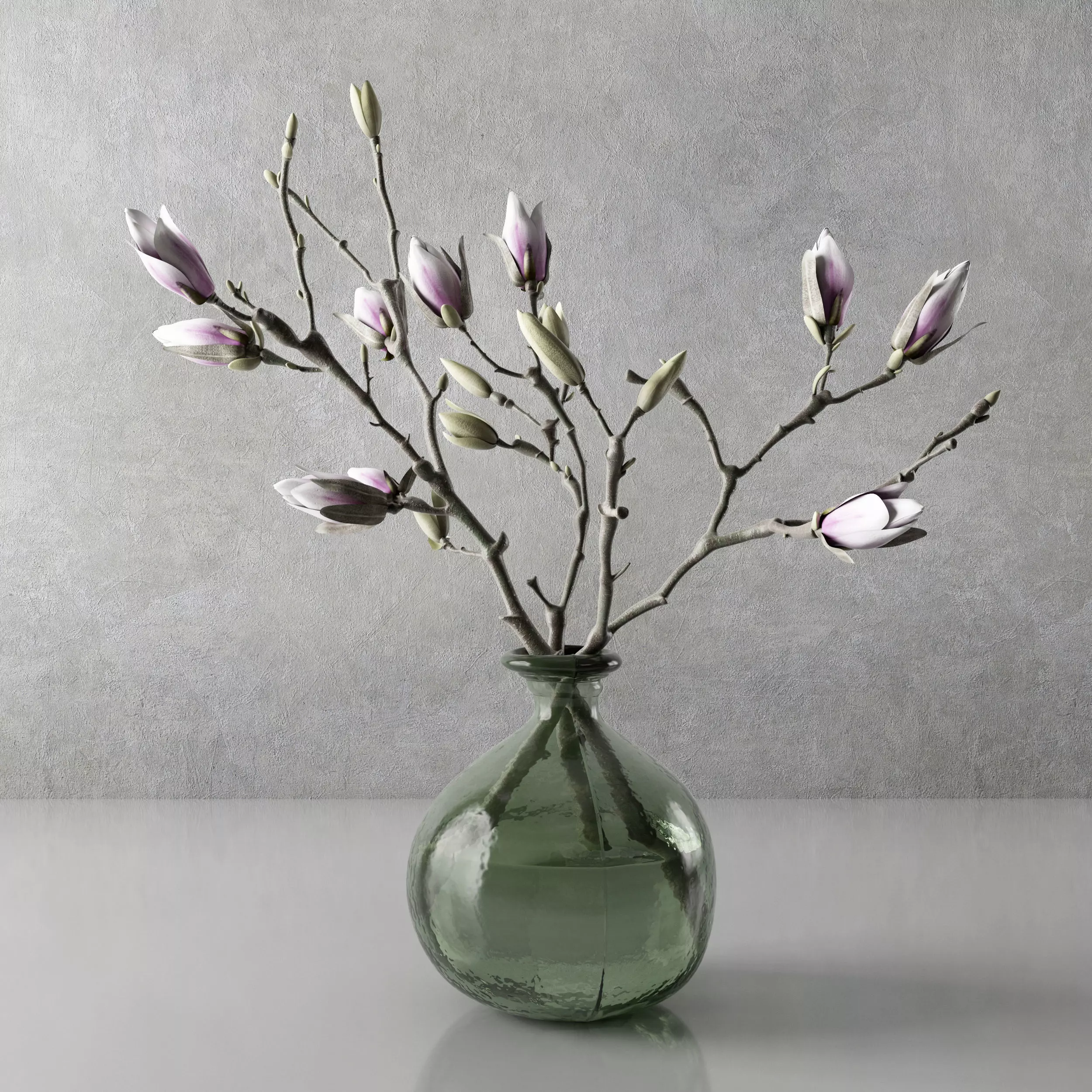Magnolia in vase 3D model_0