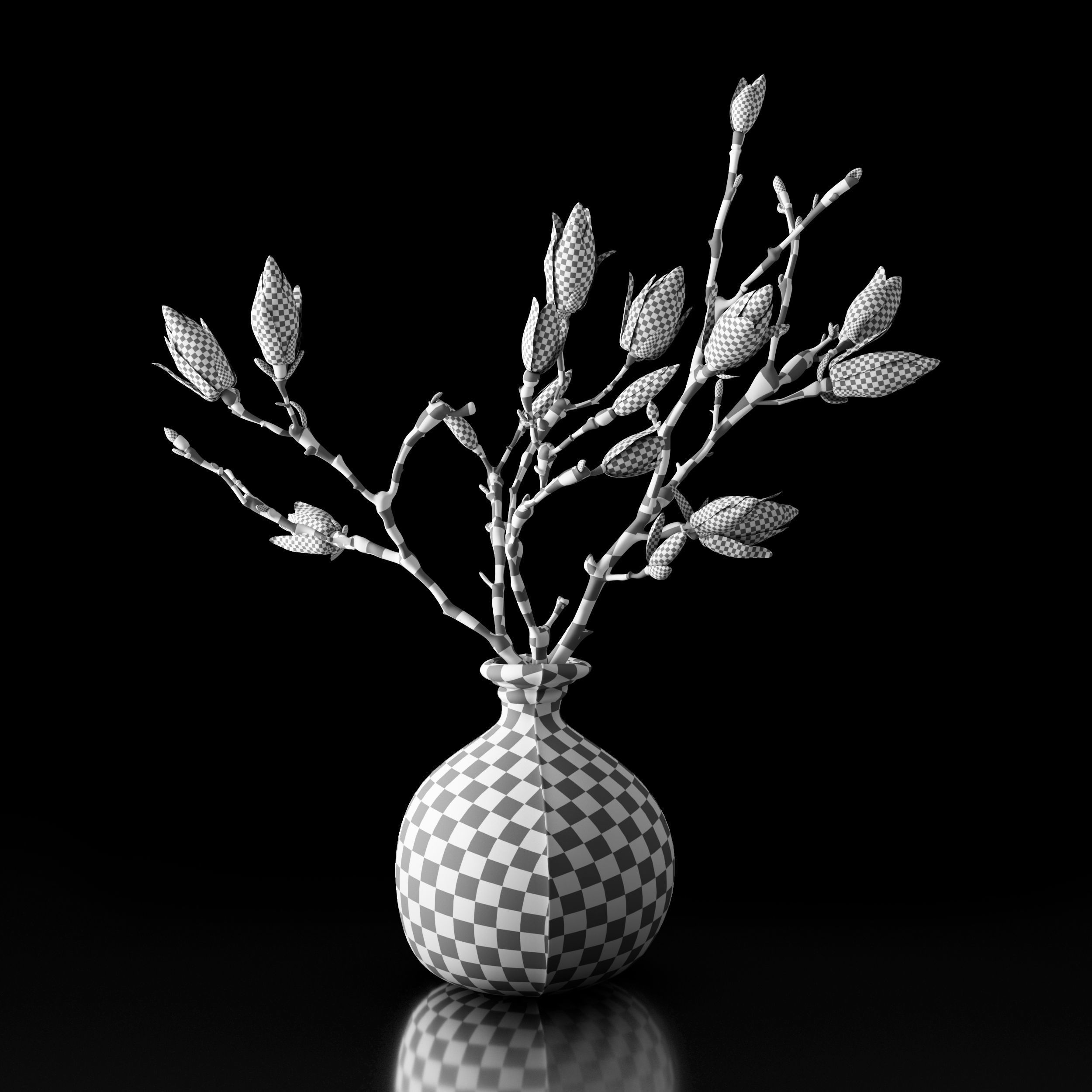 Magnolia in vase 3D model_23