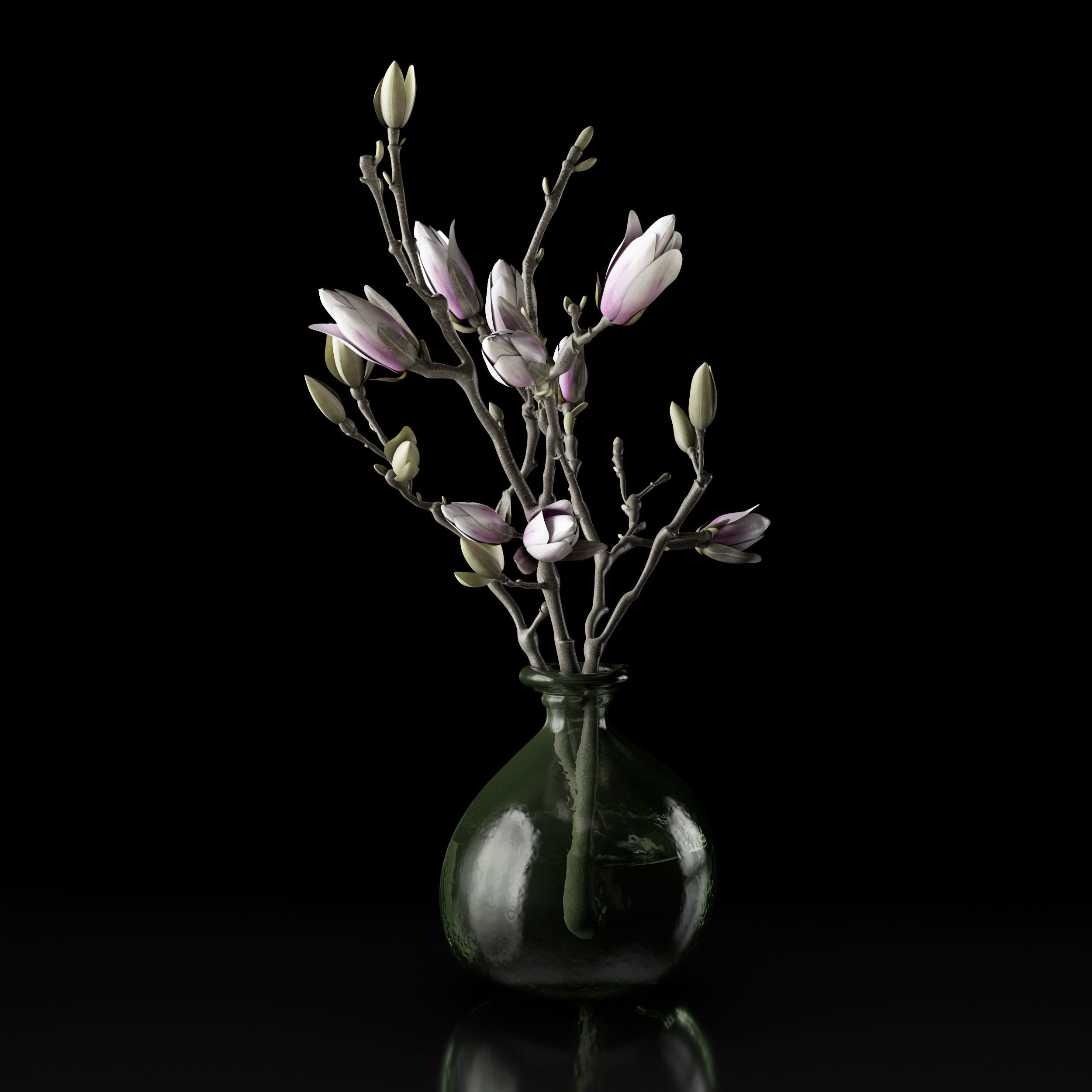 Magnolia in vase 3D model_12