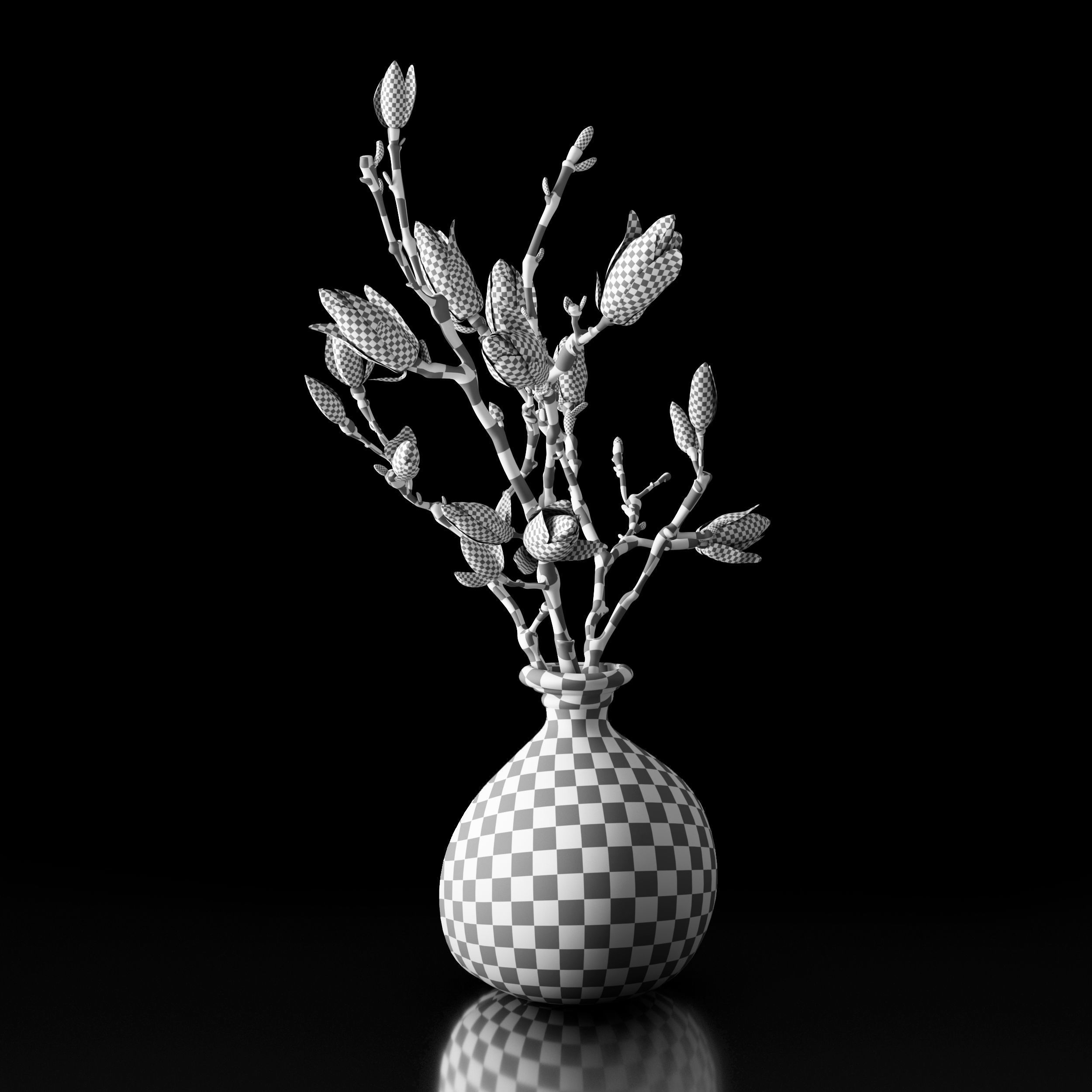 Magnolia in vase 3D model_15