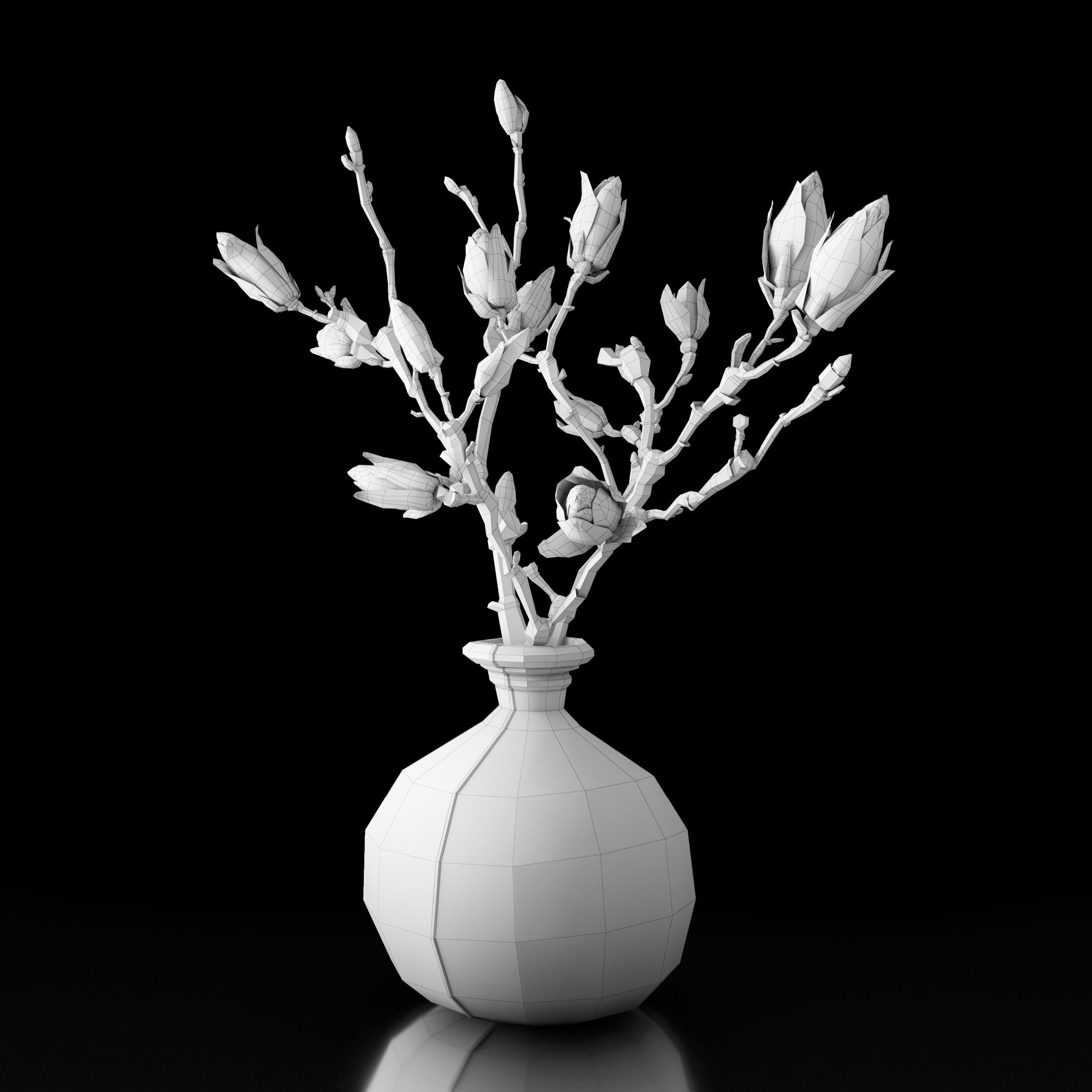 Magnolia in vase 3D model_27