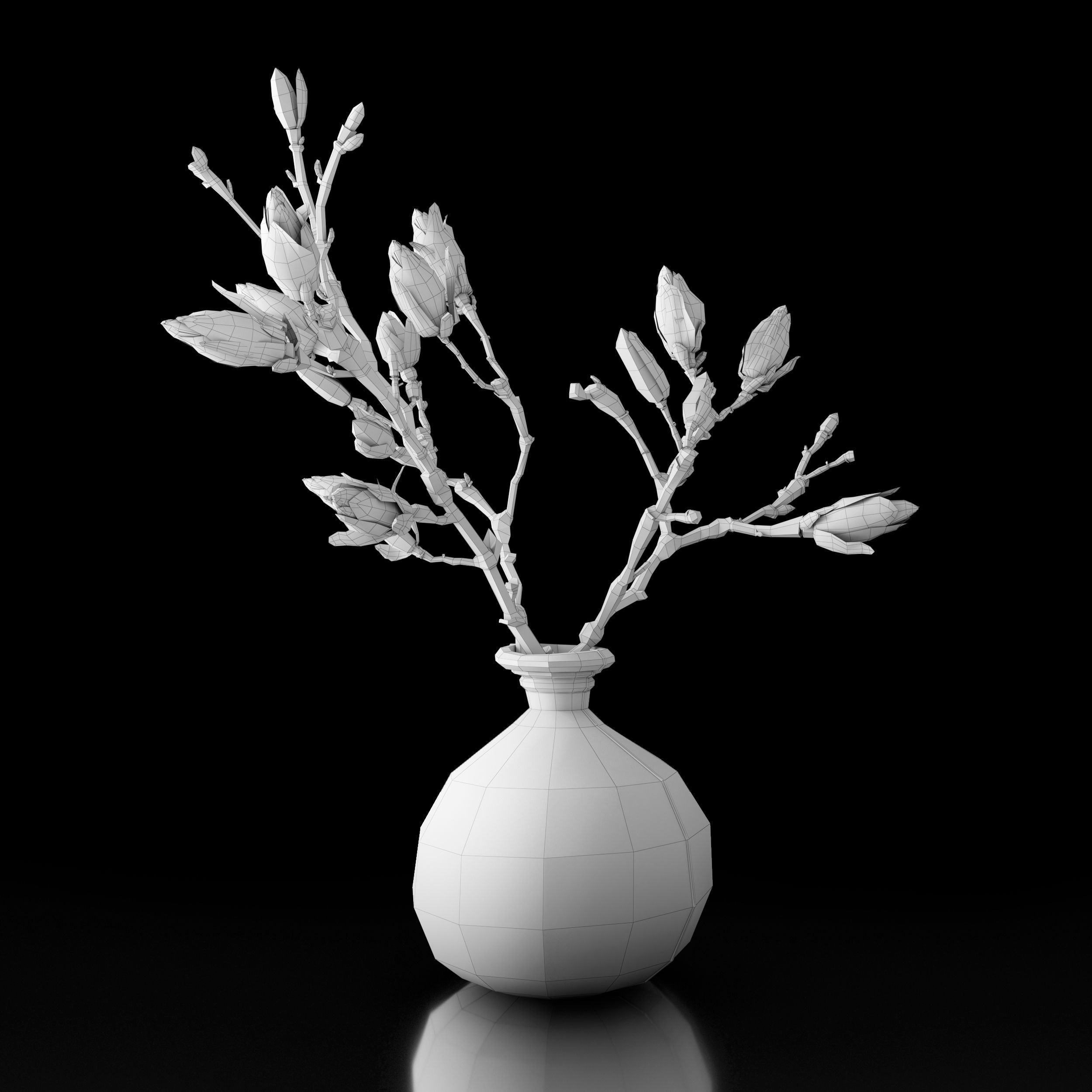 Magnolia in vase 3D model_11