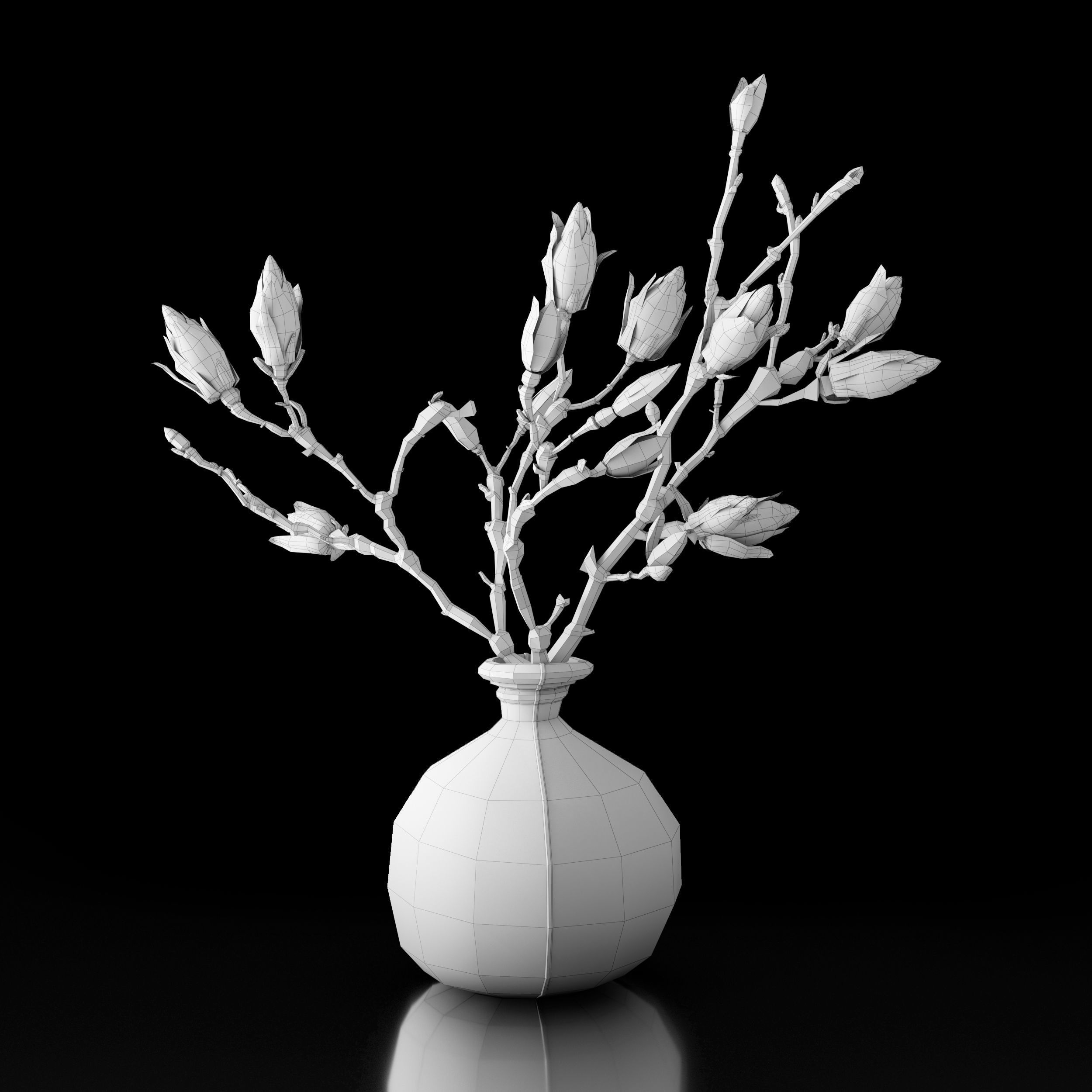 Magnolia in vase 3D model_22