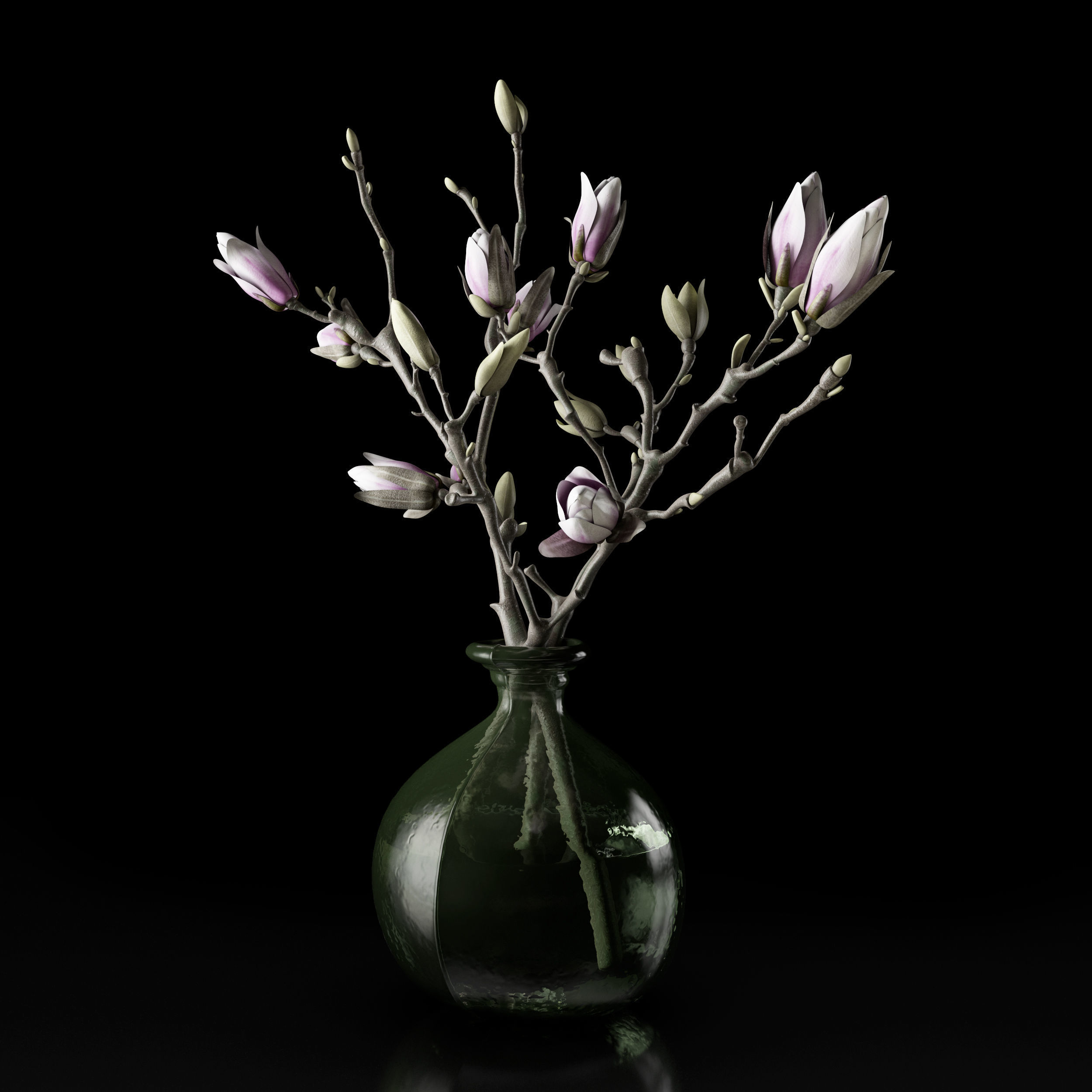 Magnolia in vase 3D model_24