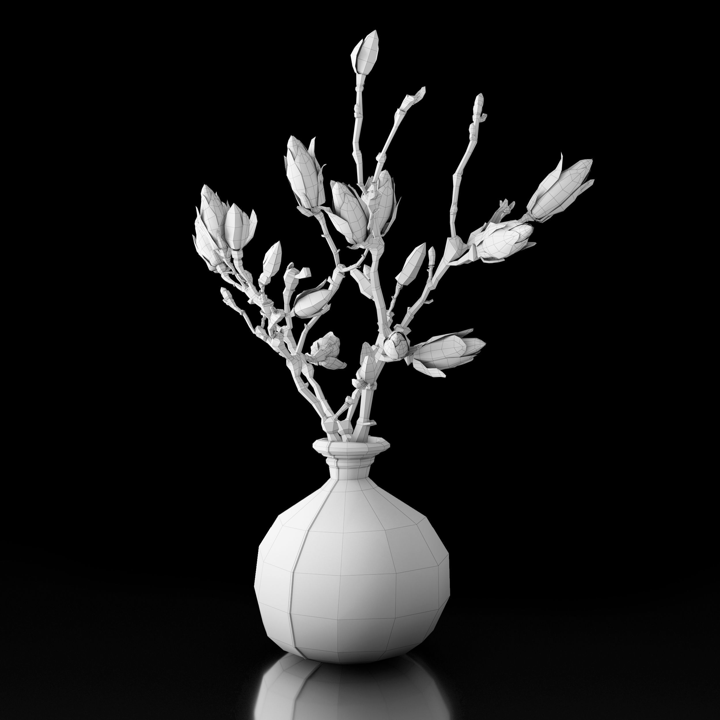 Magnolia in vase 3D model_19