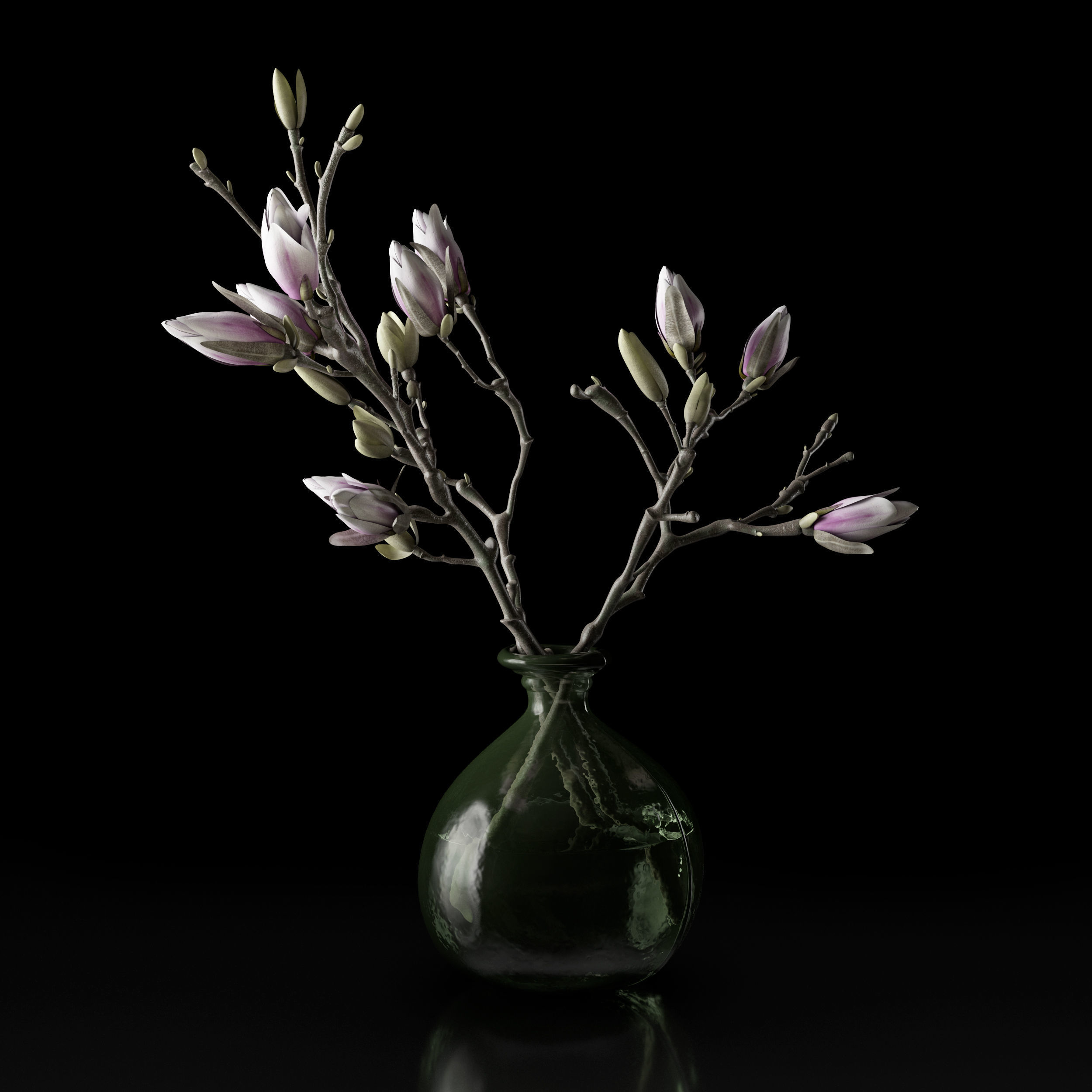 Magnolia in vase 3D model_8