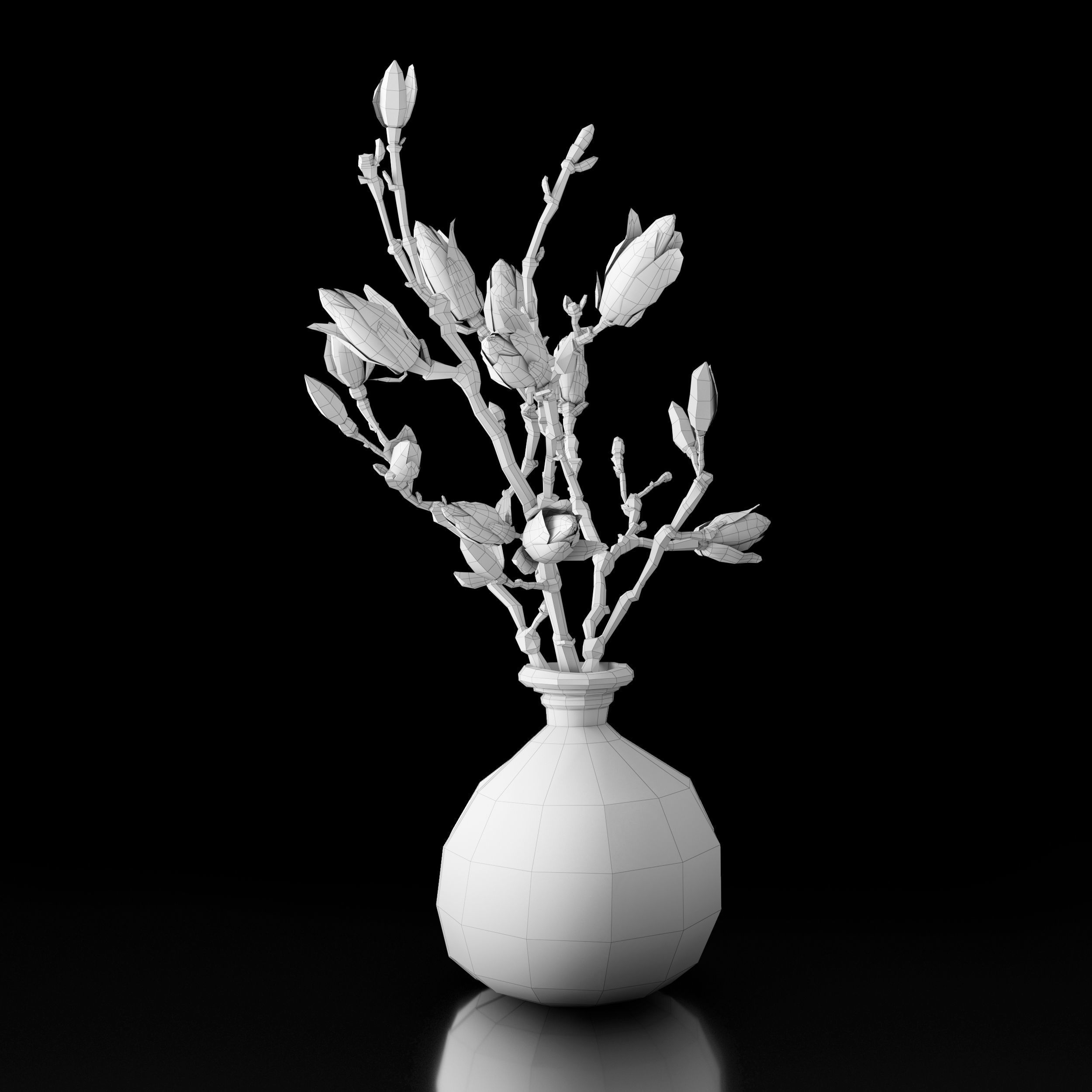 Magnolia in vase 3D model_14