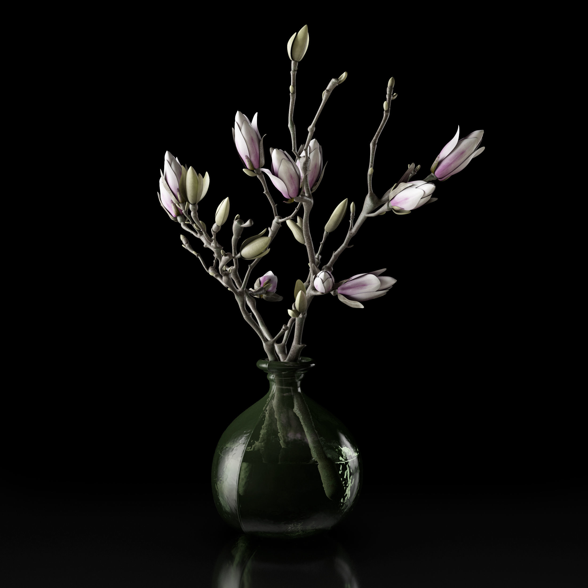 Magnolia in vase 3D model_16