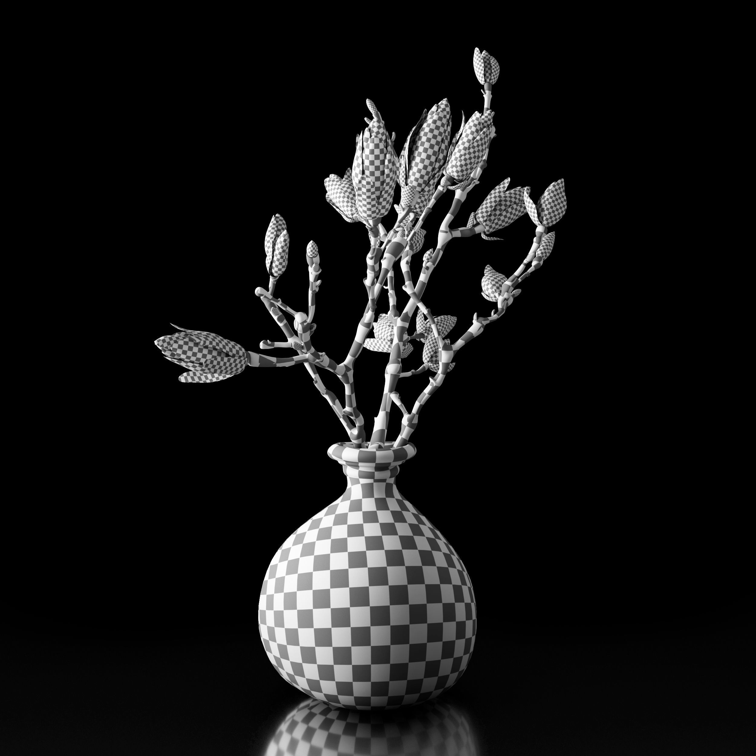 Magnolia in vase 3D model_31