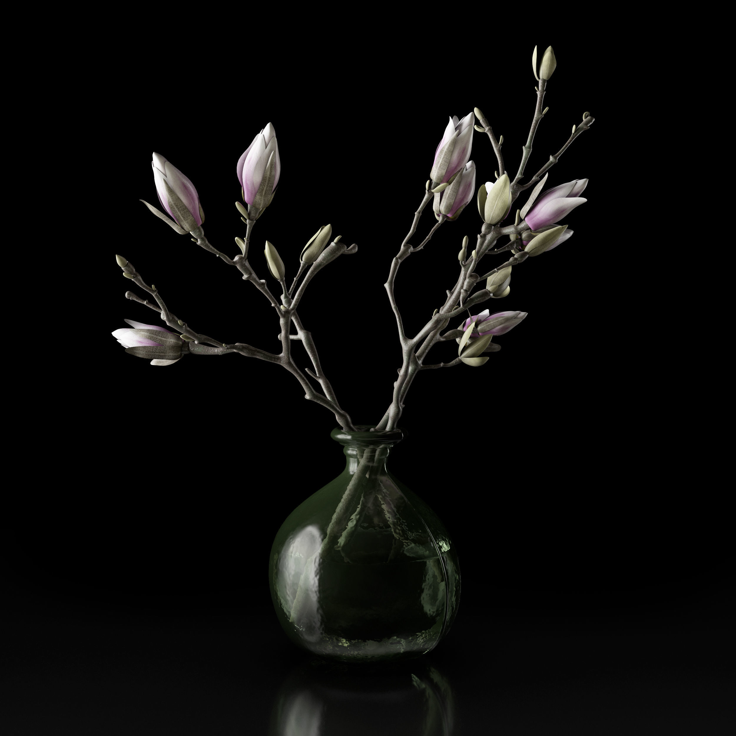 Magnolia in vase 3D model_32