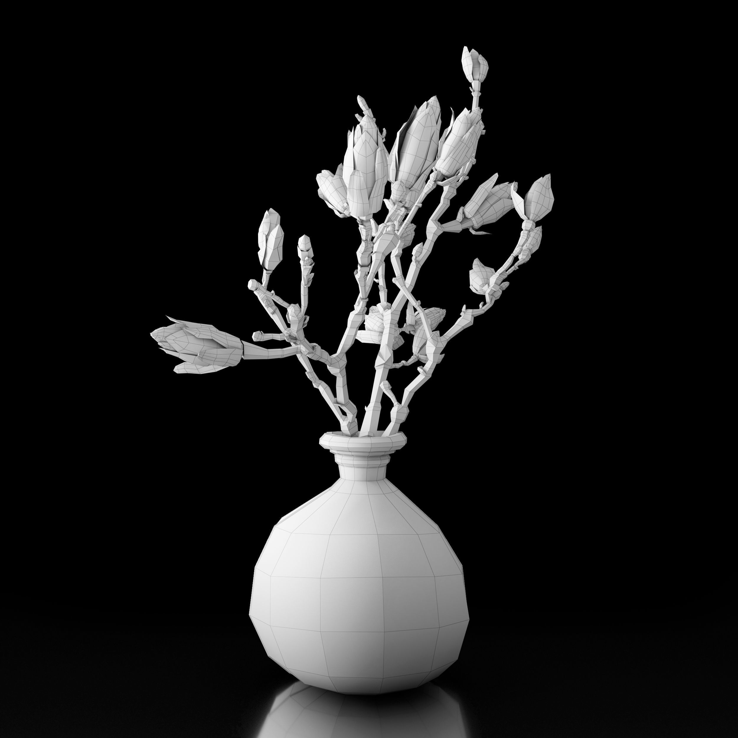 Magnolia in vase 3D model_30