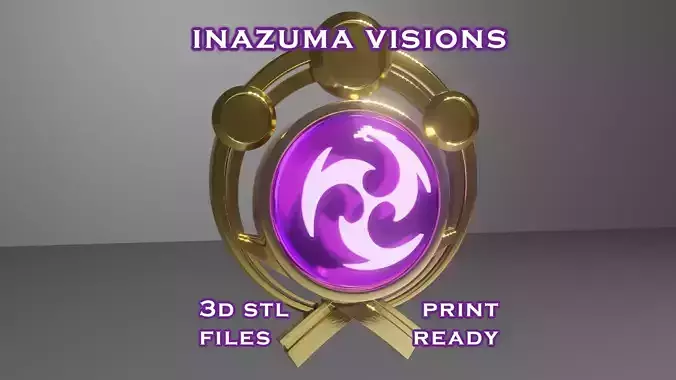 Inazuma Vision Set - Genshin Impact - Vision Frame and 7  Stone 3D print model