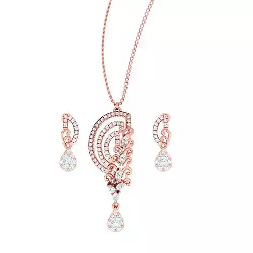 High Jewelry Pendant Earrings set 3dm stl 1-render detail